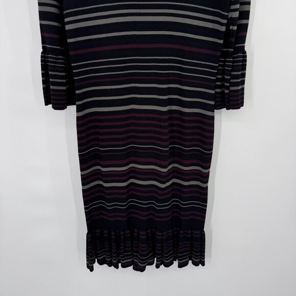 Max Studio Striped Knit sweater Dress Bell Sleeves Ruffle Size Large new $148 - Picture 5 of 14